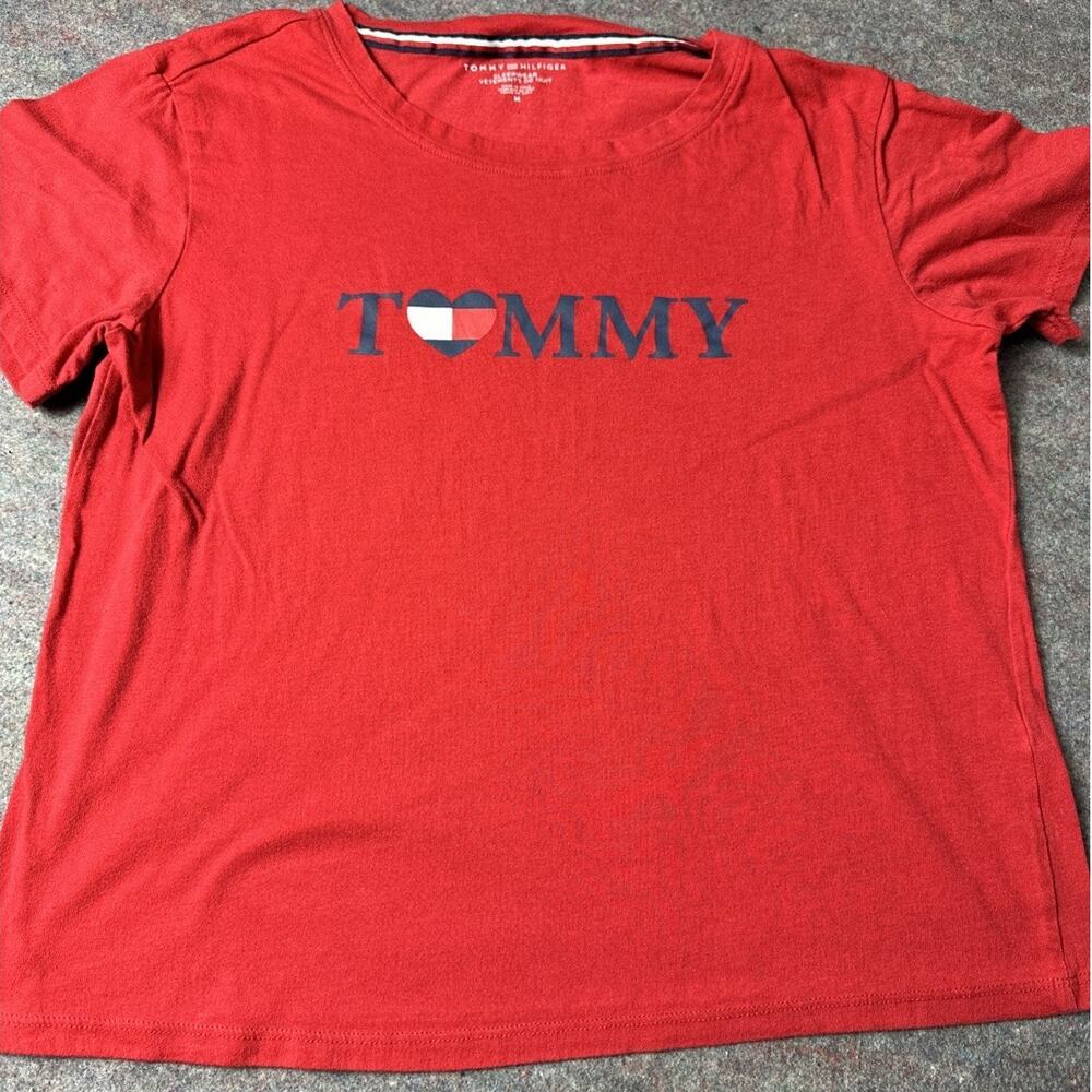 Tommy Hilfiger Sleepwear T Shirt Women Medium Logo Red Heart